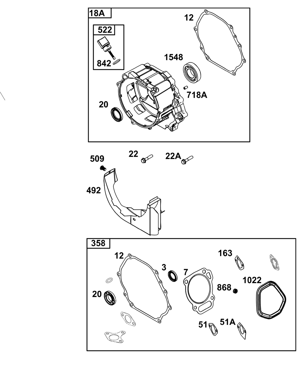 Crankcase Cover/Sump Group Diagram and Parts List for 19N132-0345-G1 100000 - 19Z999 Briggs and Stratton Engine